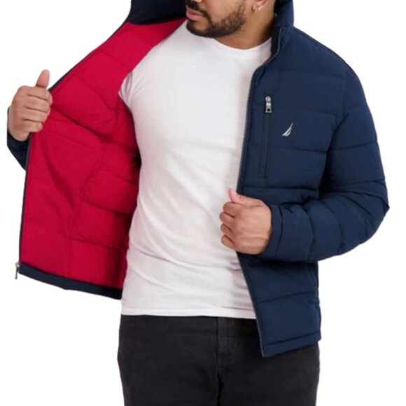 NAUTICA Mens Quilted Puffer Jacket Water/Wind Resistant Navy Blue X-Large  - NWT - Picture 3 of 3